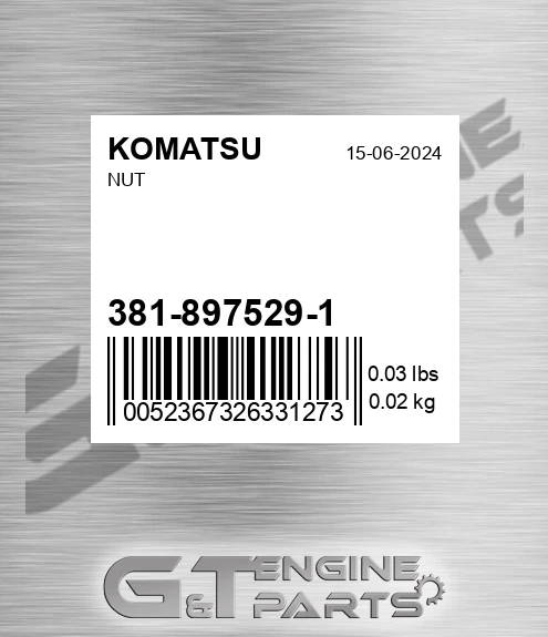 381-897529-1 Nut for KOMATSU