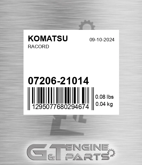 07206-21014 Racord for KOMATSU