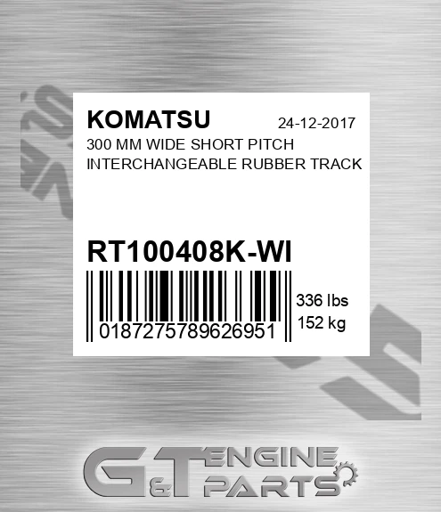 RT100408K-WI 300 Mm Wide Short Pitch Interchangeable Rubber Track