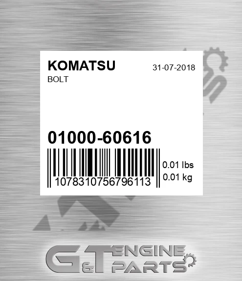 01000-60616 Bolt for KOMATSU