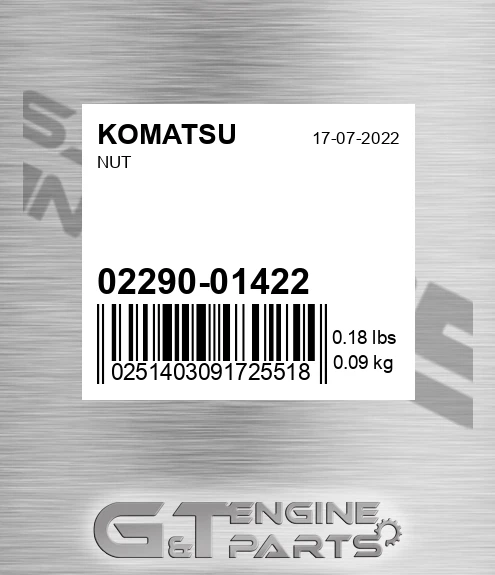 02290-01422 Nut for KOMATSU