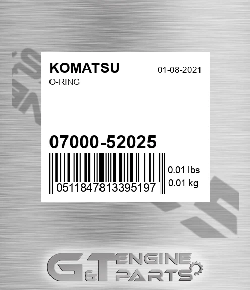 07000-52025 O-ring for KOMATSU