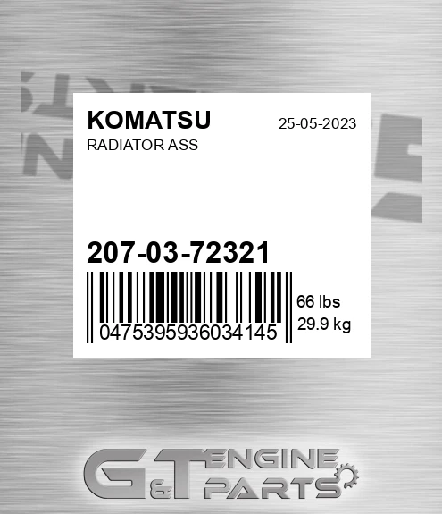 207-03-72321 Radiator Ass for KOMATSU