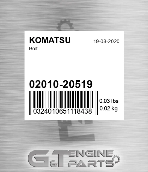 02010-20519 Bolt for KOMATSU