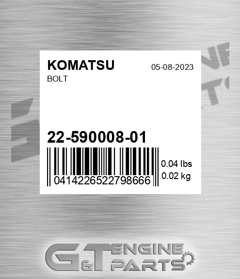 22-590008-01 Bolt for KOMATSU