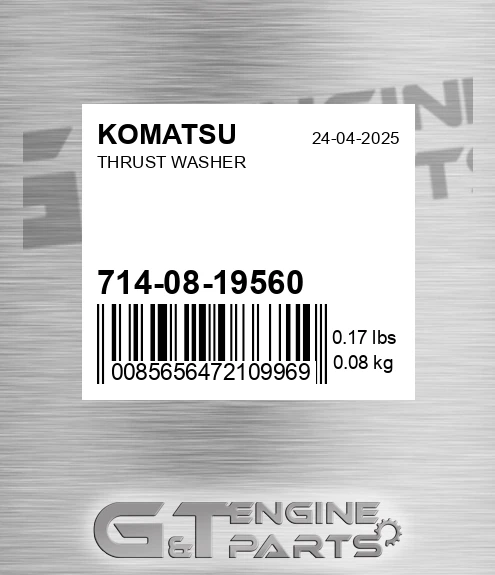 714-08-19560 Thrust Washer for KOMATSU