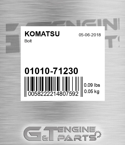 01010-71230 Sprocket Bolt for KOMATSU