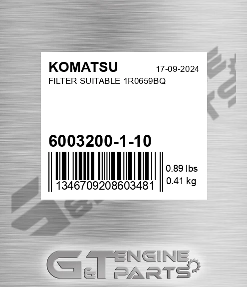 6003200-1-10 Filter Suitable 1r0659bq for KOMATSU