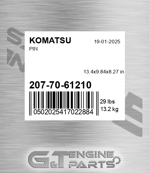 207-70-61210 Pin for KOMATSU