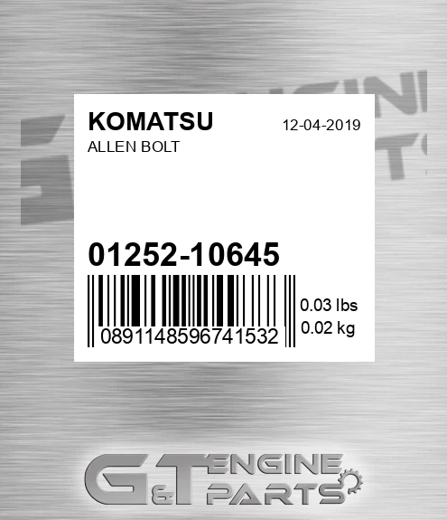 01252-10645 Allen Bolt for KOMATSU