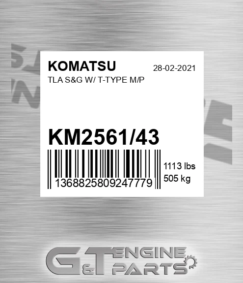 KM2561/43 Tla S&g W/ T-type M/p