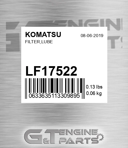 LF17522 KOMATSU Filter,lube