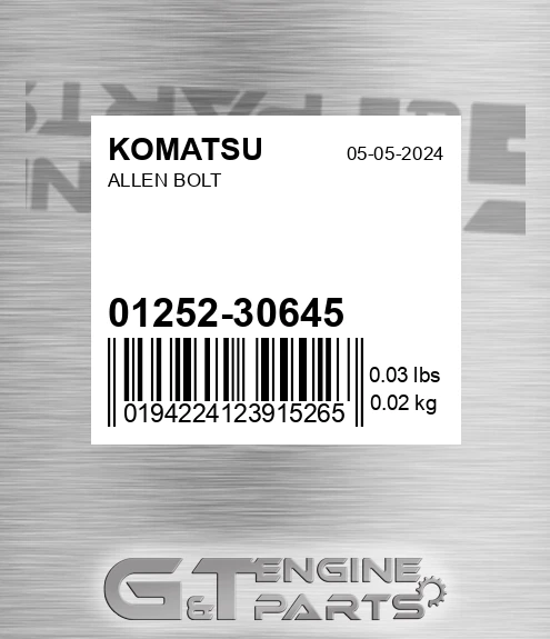 01252-30645 Allen Bolt for KOMATSU