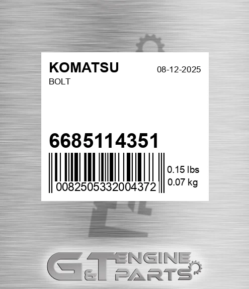 6685-11-4351 Bolt for KOMATSU