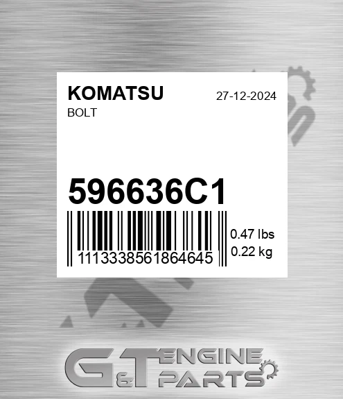 596636C1 KOMATSU Bolt