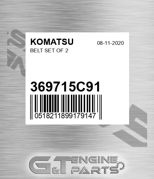 369715C91 Beltsetof for KOMATSU