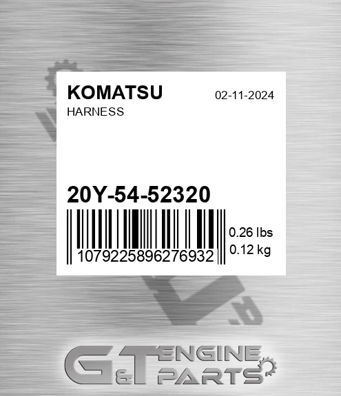 20Y-54-52320 Harness for KOMATSU