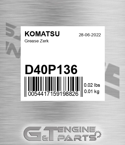 D40P136 KOMATSU Grease Zerk