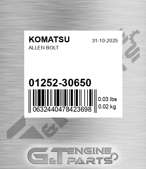 01252-30650 Allen Bolt for KOMATSU