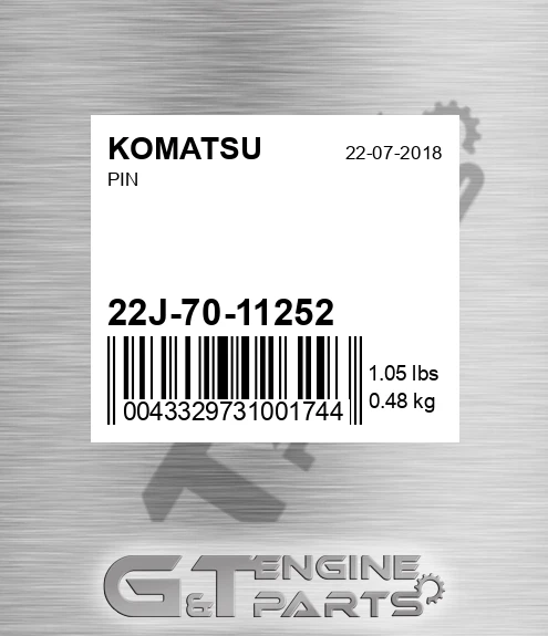 22J-70-11252 Pin for KOMATSU