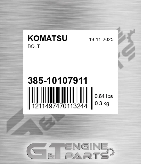 385-10107911 Bolt for KOMATSU