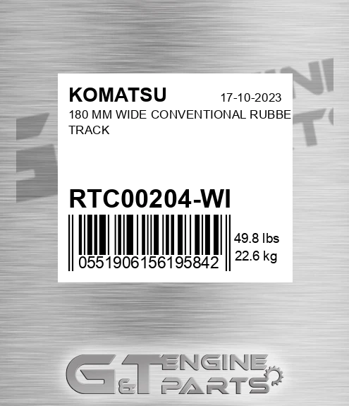 RTC00204-WI 180 Mm Wide Conventional Rubber Track