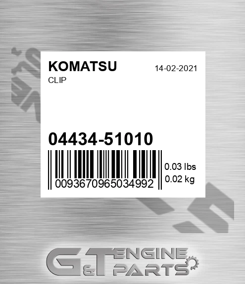 04434-51010 Clip for KOMATSU
