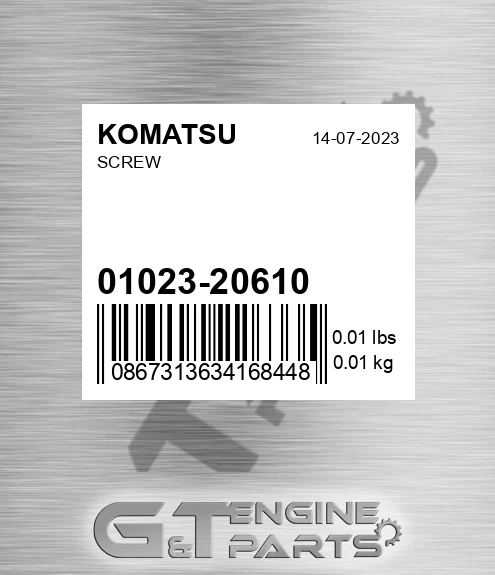 01023-20610 Screw for KOMATSU