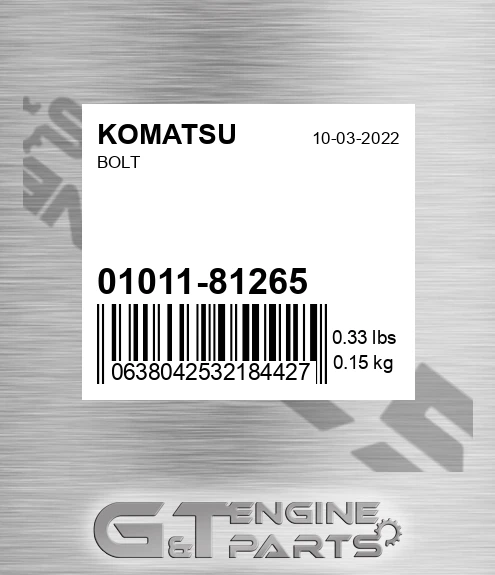 01011-81265 Bolt for KOMATSU