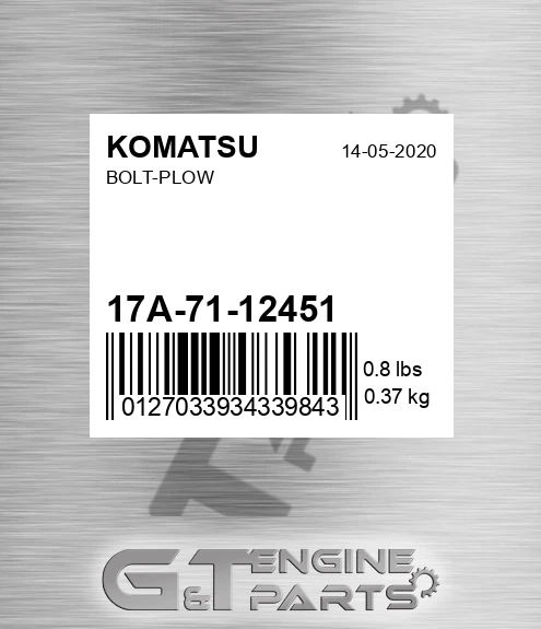 17A-71-12451 Bolt-plow for KOMATSU
