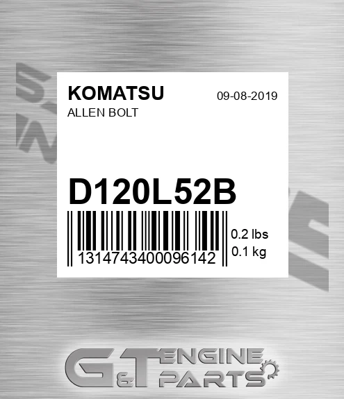 D120L52B Allen Bolt for KOMATSU