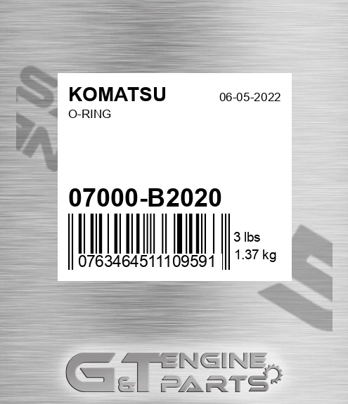 07000-B2020 O-ring for KOMATSU