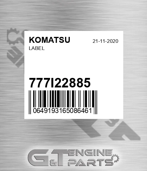 777I22885 Label for KOMATSU