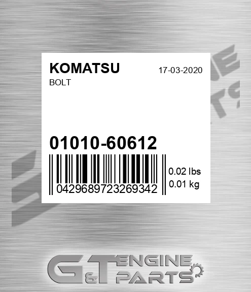 01010-60612 Bolt for KOMATSU