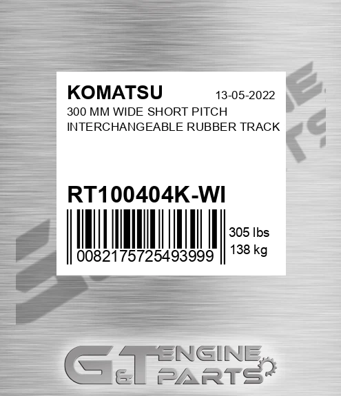 RT100404K-WI 300 Mm Wide Short Pitch Interchangeable Rubber Track