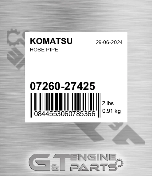 07260-27425 Hose Pipe for KOMATSU