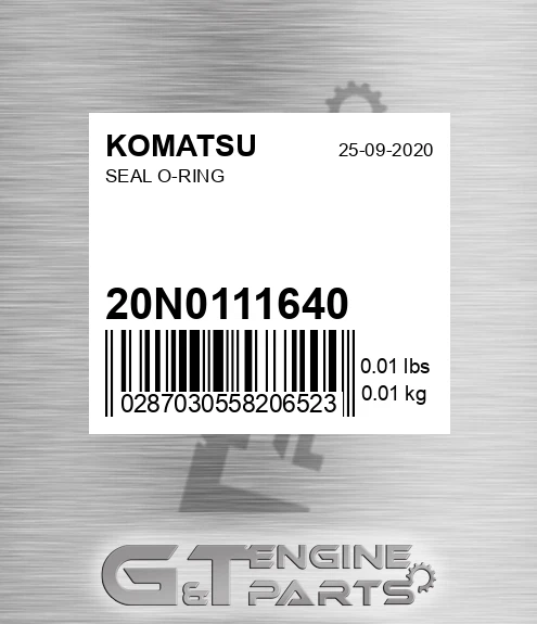 20N-01-11640 Seal O-ring for KOMATSU