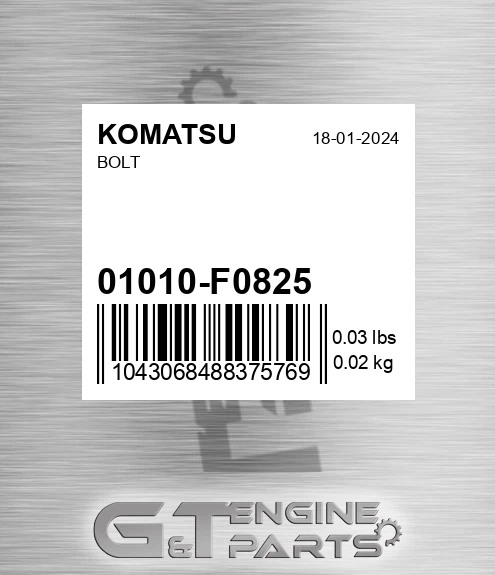 01010-F0825 Bolt for KOMATSU