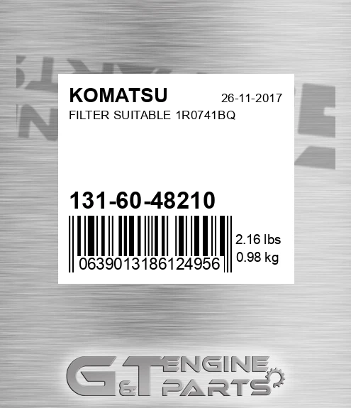 131-60-48210 Filter Suitable 1r0741bq for KOMATSU