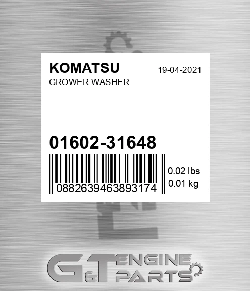 01602-31648 Grower Washer for KOMATSU