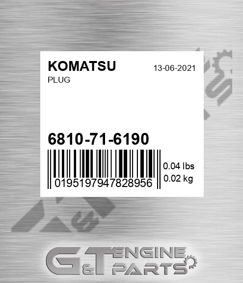 6810-71-6190 Plug for KOMATSU