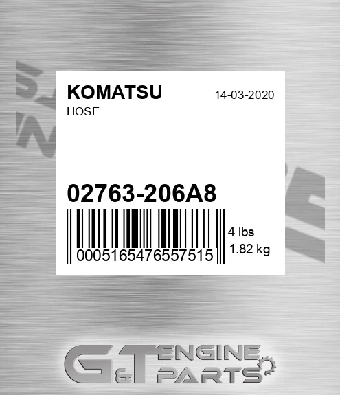 02763-206A8 Hose for KOMATSU