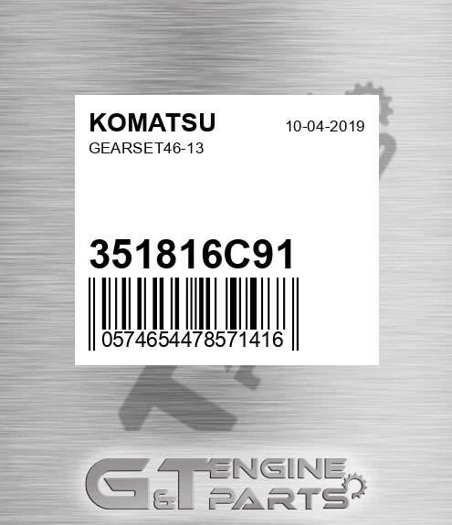 351816C91 Gearset46-13 for KOMATSU