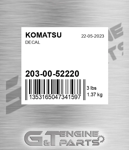 203-00-52220 Decal