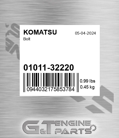 01011-32220 Bolt for KOMATSU