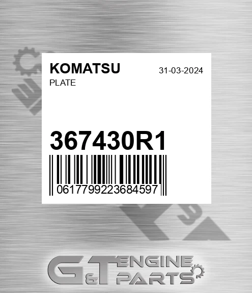 367430R1 KOMATSU Plate