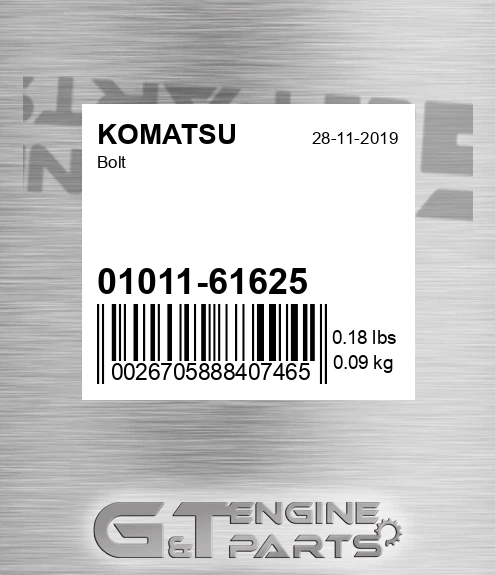 01011-61625 Bolt for KOMATSU