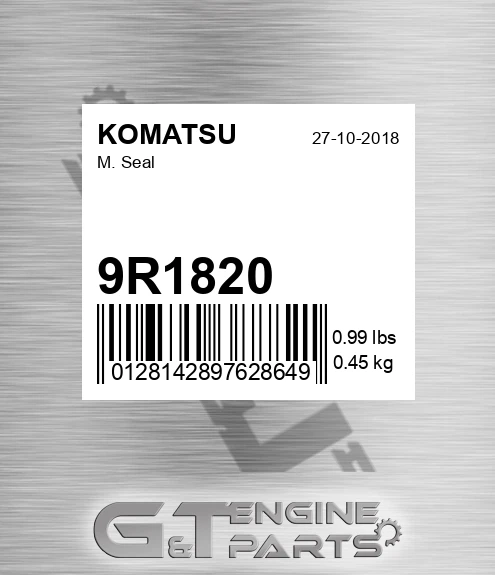 9R1820 M. Seal for KOMATSU