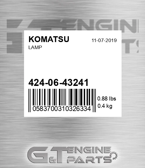 424-06-43241 Lamp for KOMATSU