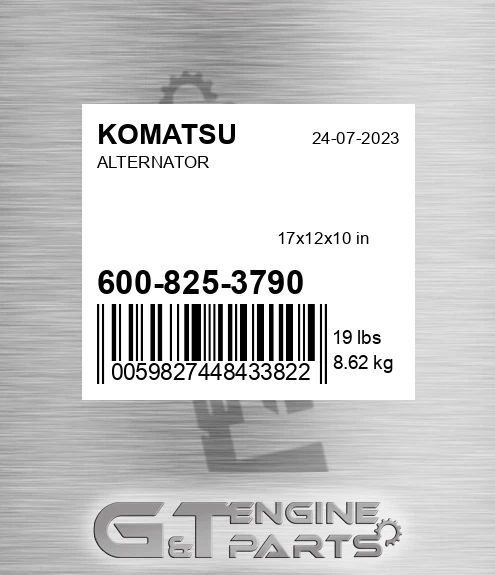 600-825-3790 Alternator for KOMATSU